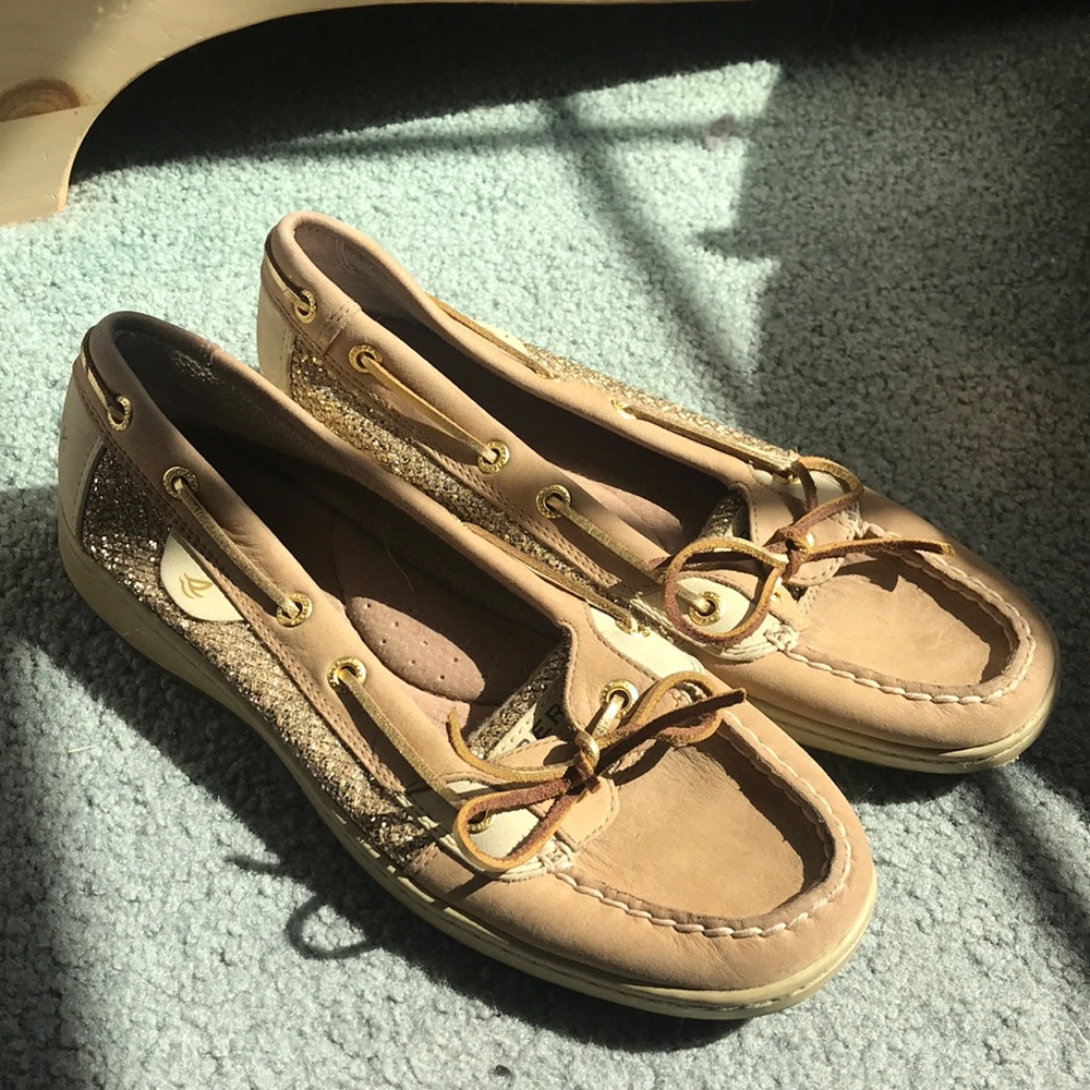 sperry gold glitter boat shoes